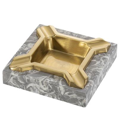 China European American home coffee table ashtray home style natural marble brass ashtray pure brass American living room high-grade model for sale