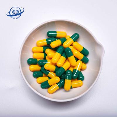 China Healthy Hot Sale Green And Yellow Hard Capsule 3 Size For Medical for sale