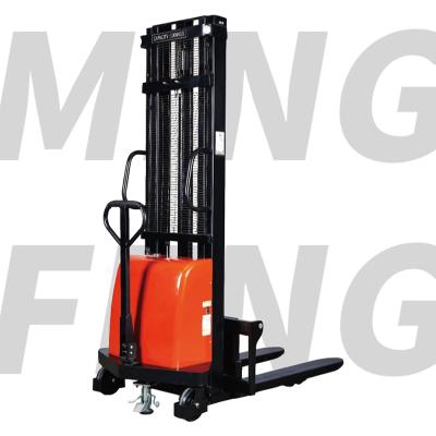 China Hotels mingfeng 1000kg 1.5ton 2ton semi-electric self-lift stacker pallet truck stacker for sale