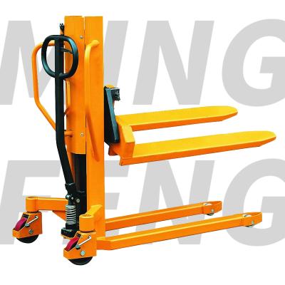 China Hotels mingfeng 800kg manual hand scale pallet truck lift stacker for sale