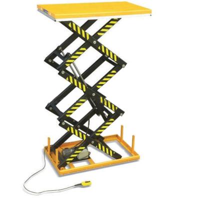 China Handling mingfeng 3m scissor lift table three material electric hydraulic lift fixed platform 1000kg 2000kg capacity for sale