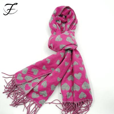 China Soft Touch Feeling FIONA Custom Fashion Women Autumn Winter Love Design Scarves Tassel Soft Thick Warm Cashmere Scarf for sale