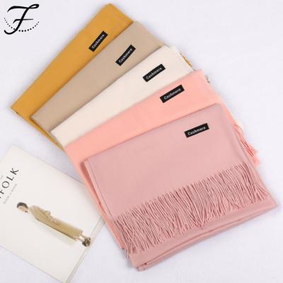 China Wholesale Hot Elegant Custom Made Simple Women Cashmere Scarf Tassel Shawls Ladies Scarf FIONA Custom Fashion Winter Soft Cashmere Pashmina for sale