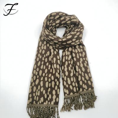 China Soft Touch Feeling FIONA Custom Fashion Women Soft Autumn Winter Tassel Shawls Thick Classic Leopard Scarves Warm Cashmere Scarf for sale