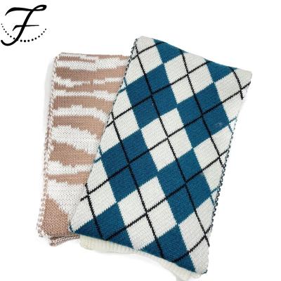 China FIONA Custom Winter Women Diamond soft touch feeling pattern plaid soft touch shawls geometric warm women knitted check scarves for sale