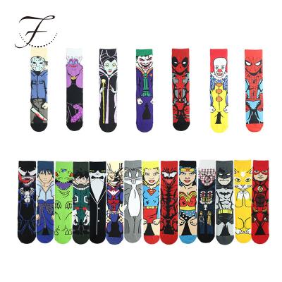 China Wholesales Cheap Stock Straight Fiona QUICK DRY Cotton Anime Character Cartoon Casual Colorful Male Bangs Men Tube Hero Comic Socks for sale