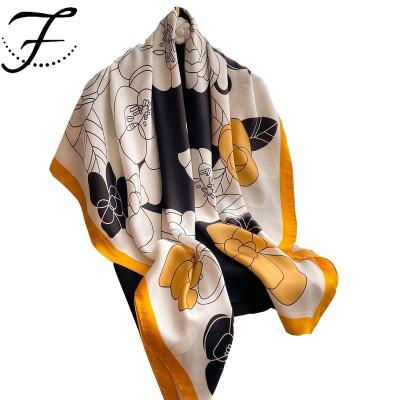 China Soft Touch Feeling FIONA Custom 2020 Unique Scarves Popular Design Flowers Square Silk Digital Printing Women Design Scarf for sale