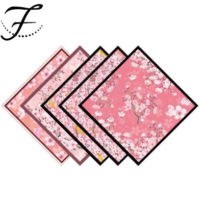 China FIONA Custom New Women Printing Square Scarf Polyester Ladies Square Scarves Lovely Small Multifunctional Design Silk Hair for sale