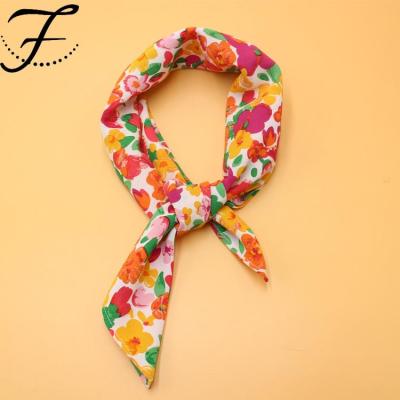 China Square FIONA Custom New Women Digital Printing Lovely Soft Small Square 50*50cm Polyester Ladies Scarf Silk Decorative Hair Scarves for sale