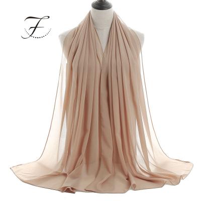 China Pure Simple Hijab Chiffon Women Scarf FIONA Custom Solid Color Cotton Fashion Hijab Long Wrap Scarf Muslim Soft Veil Light for sale