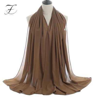 China FIONA Custom Feeling 100% Polyester Chiffon Hijabs Soft Smooth Shawl Long Wrap Scarves For Women for sale