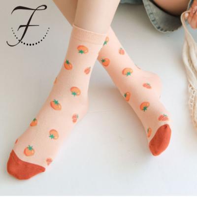 China Fiona RTS Women's QUICK DRY Vegetable Crew Socks Novelty Funny Cartoon Cotton Streetwear Happy Socks for sale