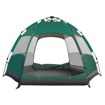 China 5-7 Person Camping Tent Double Layer Automatic Summer Mongolian Hexagonal Yurt Tourist Tent For Outdoor Travel for sale