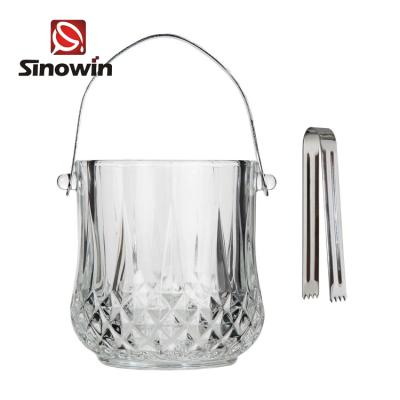 China Viable Champagne Glass Bucket Handle Wine Cooler Acrylic Ice Bucket For Entertainment Party for sale