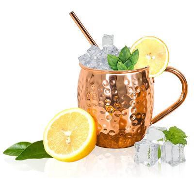 China Amazon Viable Hot Selling 16Oz Rose Gold Moscow Plated Drinking Stainless Steel Hammered Cup Coffee Beer Mule Copper Mug for sale