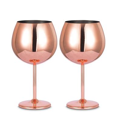 China Wholesale Viable Rose Gold Metal Christmas Cup High Quality Sinowin Red Wine Glass Tall Goblet Glasses for sale