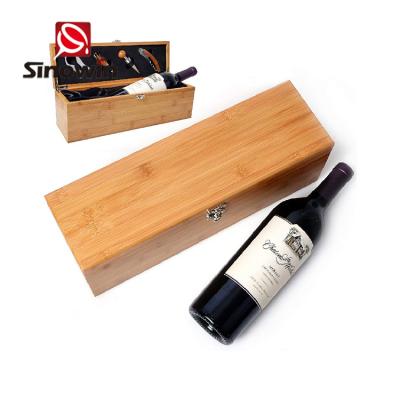 China Sustainable Wine Bottle And Bar Wine Serving Accessories Bamboo Box Wine Gift Case Box Set for sale