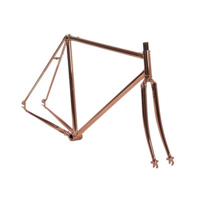 China Road Bikes Taiwan Classic 700C Plating Supported Bike Frame Rose Golden Bicycle Frame for sale