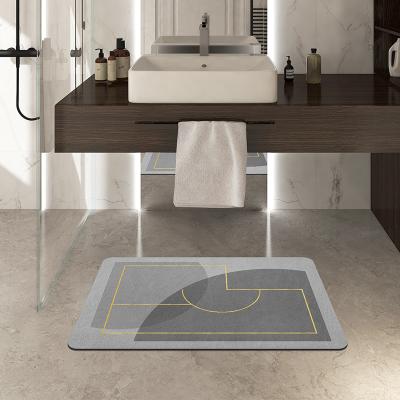 China 5mm Bathroom Mat High Polymer Rapid Water Absorption Mat Anti Slip Bathroom Absorbing Washable Magic Bath Mats for sale