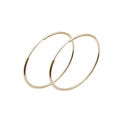 China 14K real solid gold circle earrings fashion design 14K solid gold classic circle around circle earrings women jewelry for sale