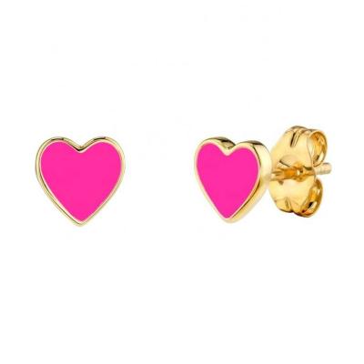 China Wholesale Cute Summer Sterling Silver Custom Neon Enamel Heart Stud Earrings Jewelry for sale