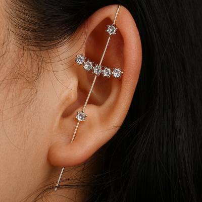 China 2021 Fashion Trendy Zircon Crystal Wrap Crawler Stainless Steel Hook Stud Earrings For Women for sale