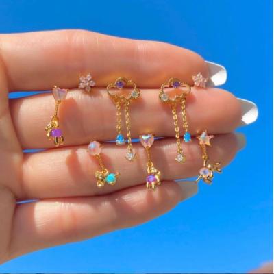 China Summer High Quality Fashion Tasty Earrings Joyas Zirconia Earring Jewelry For Women Cute Bear Cloud Studs for sale