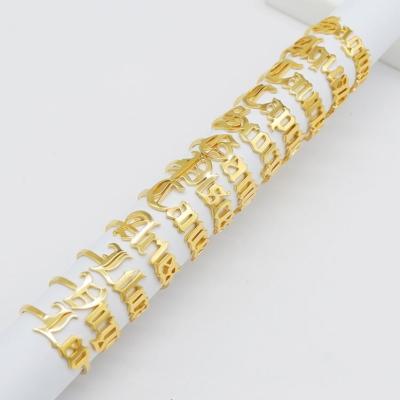 China FASHIONABLE 18K Gold Plated 12 Old English Zodiac Stainless Steel Rings for sale