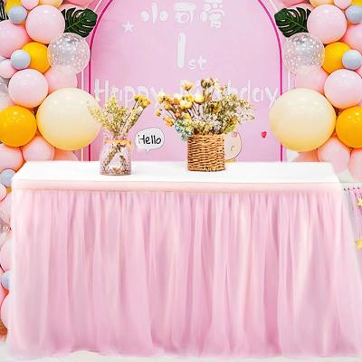 China Waterproof Exquisitely Designed Multifunctional Tulle Table Skirt For Wedding New Year Party Decoration Hotel Supplies for sale