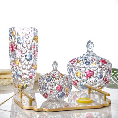 China Traditional luxury modern creative decorative clear flower vase table glass table decoration for sale