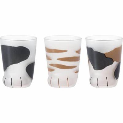 China Customized Cat's Lovely Foot Sublimation Stocked Frosted Stemless Crystal Drinking Glass Cup Glassware Drinkware for sale