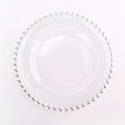 China Viable Wholesale Clear Crystal Round Glass Ice Charger Dishes Wedding for sale