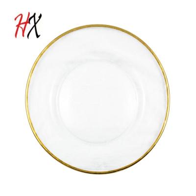 China Sustainable Wholesale Customized 8inch 10inch Dish Plate With Gold Rim For Wedding Banquet Dinner for sale