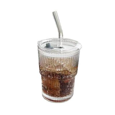 China 400ml Viable Tea Coffee Restaurant Vintage Dome Glass Custom Water Mug Sustainable Cup With Lid And Straw for sale