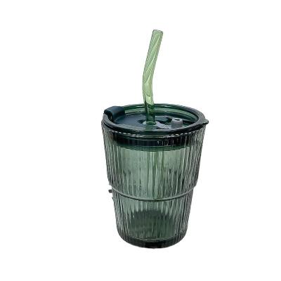 China Viable Custom Coffee Juice Glass Cup with Straw Glass Water Bottle Protection Lid and Mug for sale