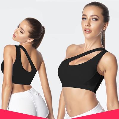 China Breathable Women Sexy Solid Shoulder Sports Bra Fitness Yoga Bras Gym Padded Sport One Tops Lift Up Running Sports Vest Bras for sale