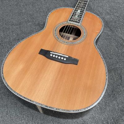 China Custom 39 inch OOO body abalone binding slotted headstock cedar acoustic guitar for sale