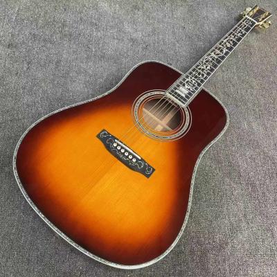 China 41 pulgadas Tipo D Sunburst Maligno abeto guitarra acústica Abalone Ebony Fingerboard en venta