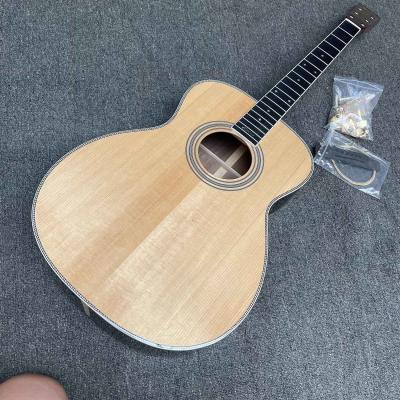 中国 Custom 40 inch OM45 body DIY KIT Acoustic Guitar with Herringbone Binding no Painting 販売のため