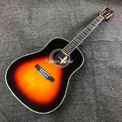 中国 Custom Solid Cocobolo Back Side Real Abalone Inlay D Body Dreadnought Acoustic Guitar in Sunburst Color 販売のため