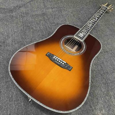 China Custom D Body Life Tree Inlay Sunburst Acoustic Electric Guitar, Customized logo, Ebony Fingerboard, Martin style D45 acoustic guitar for sale