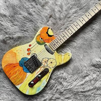 China Guitarra eléctrica de estilo Fender TLEE de color amarillo de loto de arce Fretboard Puente fijo en venta