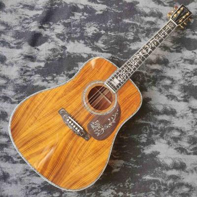 China Tarjeta digital de madera de ébano personalizada de 41 pulgadas KOA, dreadnought, estilo D45 Martin, guitarra acústica con incrustación de abulón en venta