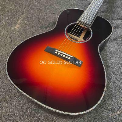 China Guitarra acústica de salón folk clásico de madera de rosa india sólida de 38 pulgadas B/S OO cuerpo en color Sunburst en venta