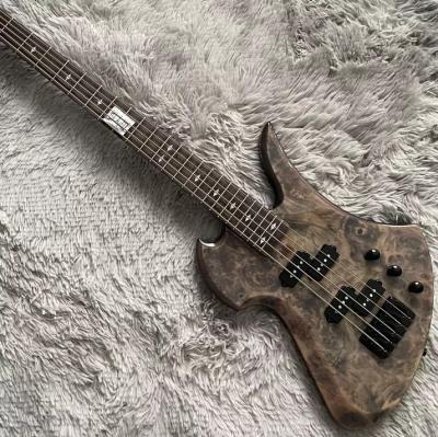 中国 Custom 5 Strings Neck Through Body Burl Maple Top Special Body Electric Bass Guitar 販売のため