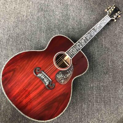 China Custom AAAA All Solid KOA Wood 43 Inch Design Jumbo Body Acoustic Guitar Abalone Binding with Logo on Headstock is OK for sale