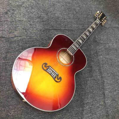 China Custom J200S 43 Inch Jumbo Acoustic Guitar Ebony Fingerboard Abalone Binding GroFlamed Maple Back Side in Sunburst Color for sale