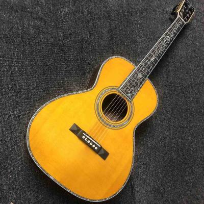 China All Solid Wood One Pcs Mahogany Wood Neck Acoustic Electric Guitar 39 Inch Ebony Fingerboard Real Abalone OO-Style for sale