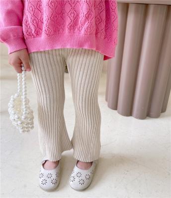 China Kids Girl Solid Fashion Knit Pants For Fall Or Winter Baby Pants Lovely Wide-Leg Bell-Based Bottoms for sale