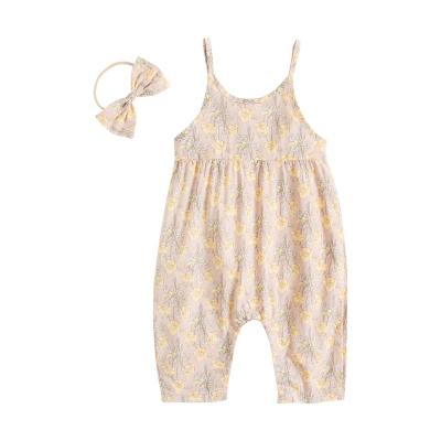 China Beautiful New Fashion 2022 Korean Pure Cotton Summer Overalls Floral Girl Clothes Baby Romper for sale